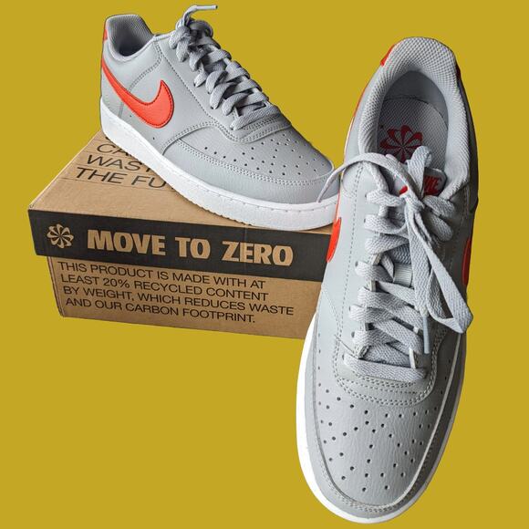 New Nike Court Vision Lo Next Nature Wolf Grey/University Red Shoes, Size 9.5W - Picture 4 of 5